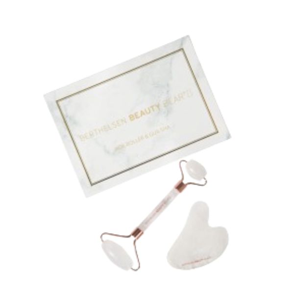 Sada: masážní válečky z bíleho nefritu + Gua Sha