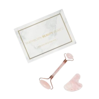 Sada: masážní válečky z růžového křišťálu + Gua Sha